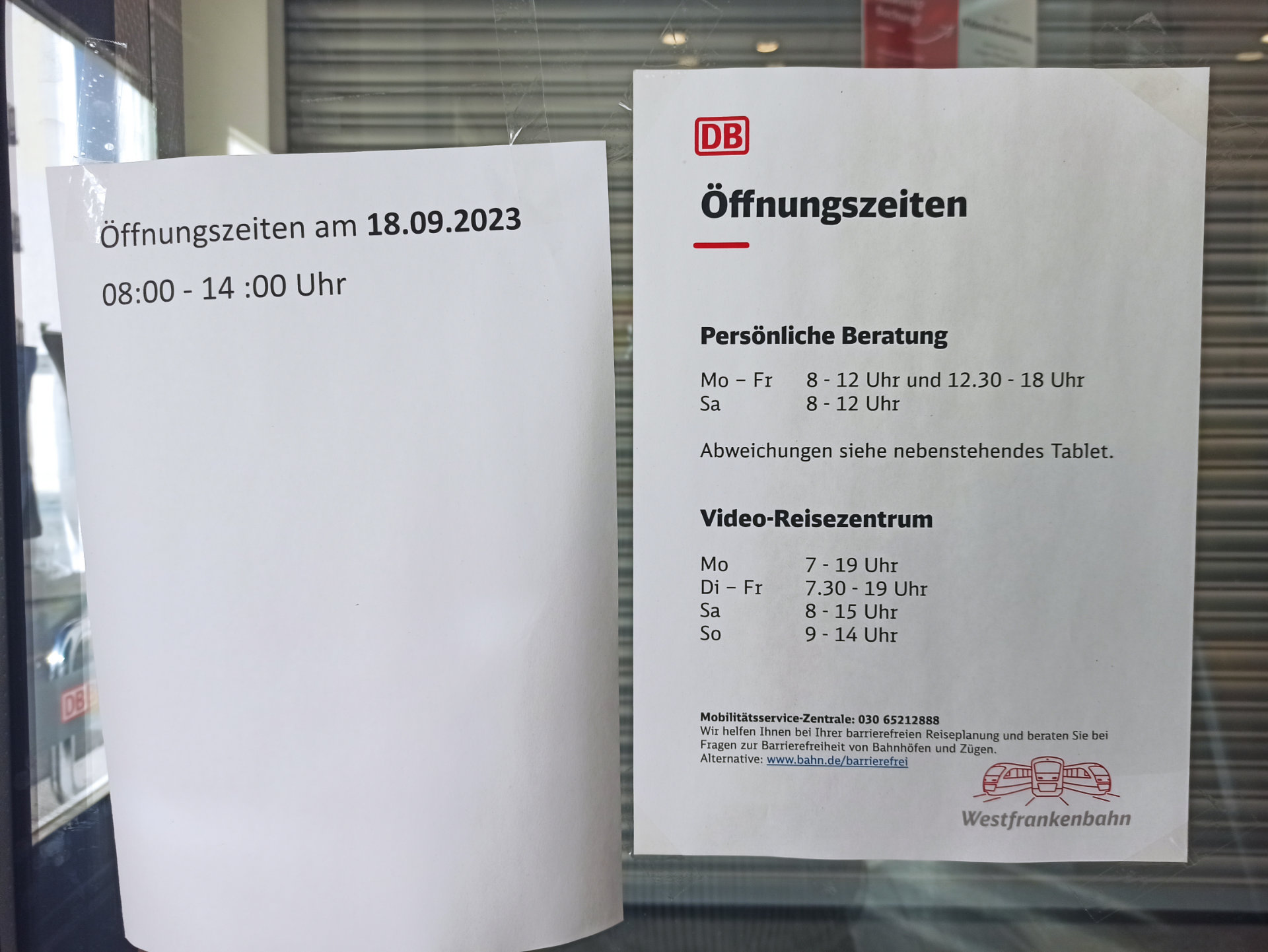 Reduzierte Öffnungszeit der Mobilitätszentrale Bad Mergentheim